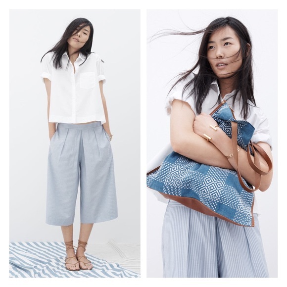 Madewell Pants - Madewell Pavilion stripe culotte pants pockets M